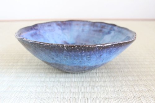 Other Images1: Hagi ware Japanese Serving bowl Blue hagi Yuragi W215mm