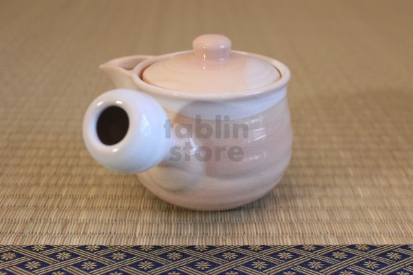 Photo2: Hagi yaki ware Japanese tea pot Hime M kyusu with stainless tea strainer 360ml