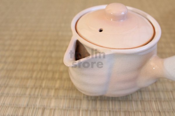 Photo4: Hagi yaki ware Japanese tea pot Hime M kyusu with stainless tea strainer 360ml