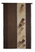 Photo2: Noren Mitsuru Japanese linen door curtain Kakishibu tate hake 88 x 150cm (2)