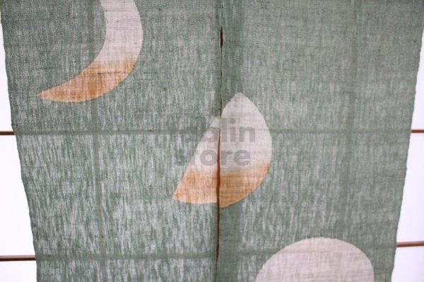Photo7: Kyoto Noren SB Japanese batik door curtain Tsuki Moon green 88cm x 150cm