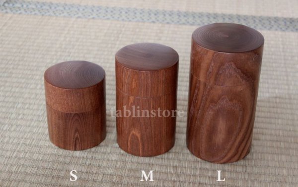 Photo1: Japanese Tea Caddy container Pagoda Tree wood Hokkaido handcrafted any size