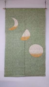 Kyoto Noren SB Japanese batik door curtain Tsuki Moon green 88cm x 150cm