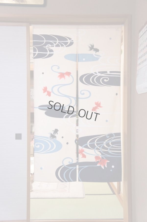 Photo2: Noren CSMO Japanese door curtain namima goldfish cotton  85 x 150cm