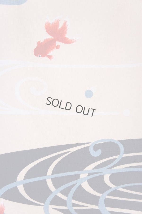 Photo3: Noren CSMO Japanese door curtain namima goldfish cotton  85 x 150cm