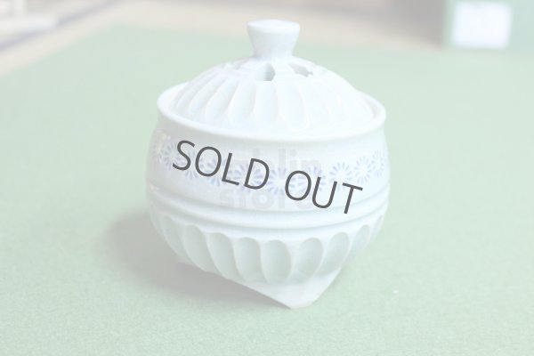Photo9: Kiyomizu porcelain Japanese incense burner Minoru Ando shinogi seiji blue H9cm