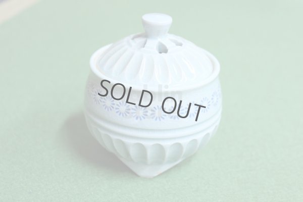 Photo5: Kiyomizu porcelain Japanese incense burner Minoru Ando shinogi seiji blue H9cm