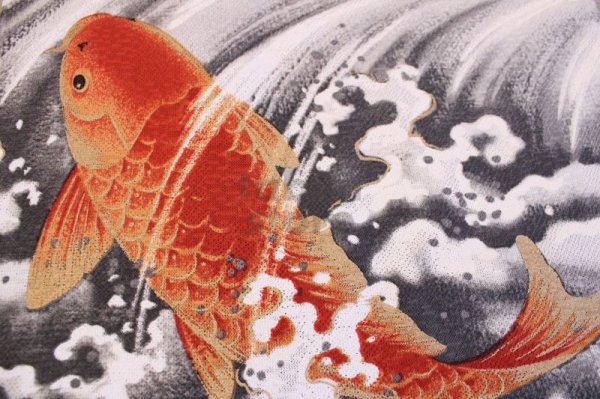 Photo3: Noren Japanese Curtain Doorway Ukiyo-e flying carp 85cm x 150cm