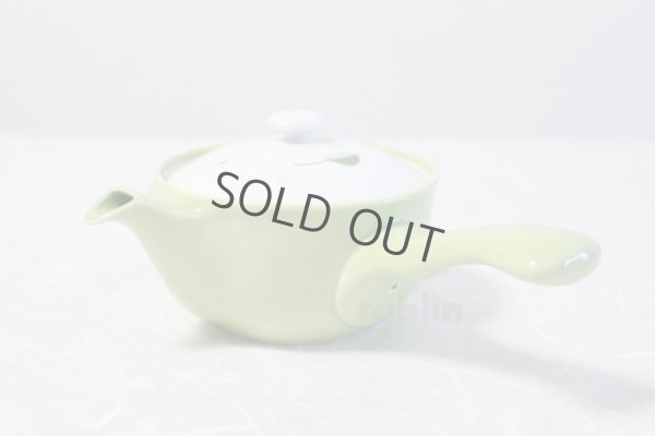 Photo10: Hasami Porcelain Japanese tea pot Kyusu leaf S type strainer green 325ml