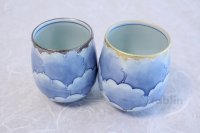 Arita porcelain Yunomi Japanese tea cup bota gold and silver (set of 2)