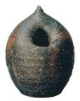 Photo2: Shigaraki pottery MG Japanese wall-hanging vase shizuku maru kamahen H12.5cm (2)