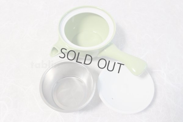 Photo6: Hasami Porcelain Japanese tea pot Kyusu leaf S type strainer green 325ml