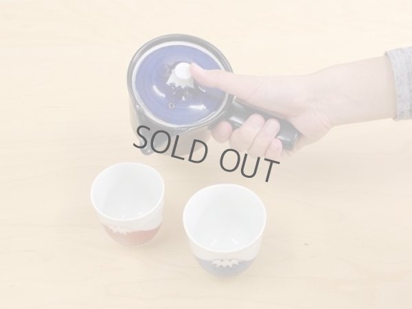 Photo12: Arita porcelain Japanese tea pot kyusu Mt. Fuji blue Tokushiti kiln 320ml