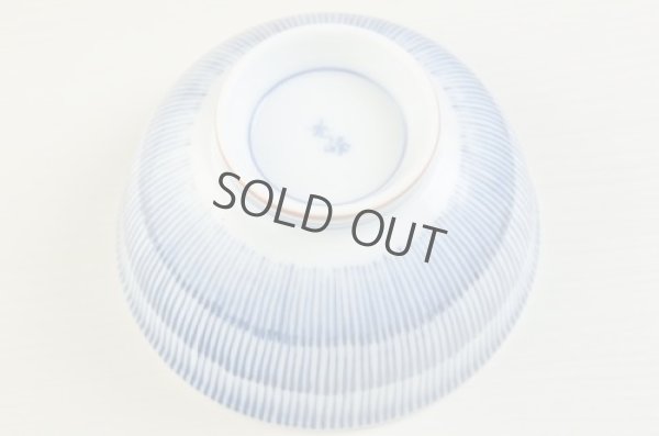 Photo4: Japanese Rice Soup Noodle bowl Mino ware Togusa line blue D146mm H74mm