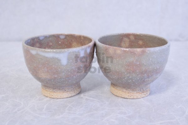 Photo1: Hagi ware Senryuzan climbing kiln Japanese tea cups kumidashi set of 2