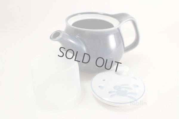 Photo3: Arita yaki ware rabbit ultramarine Japanese tea pot 450ml