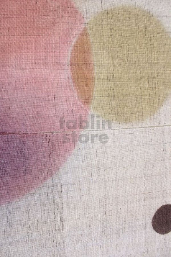 Photo2: Noren Mitsuru Japanese linen door curtain kusakizome polka dot 88 x 150cm