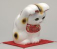 Photo2: Japanese Lucky Cat Tokoname YT Porcelain Maneki Neko bowing Right hand H25cm (2)