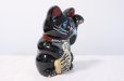 Photo4: Japanese Lucky Cat Tokoname ware YT Porcelain Maneki Neko Kai black left h H19cm