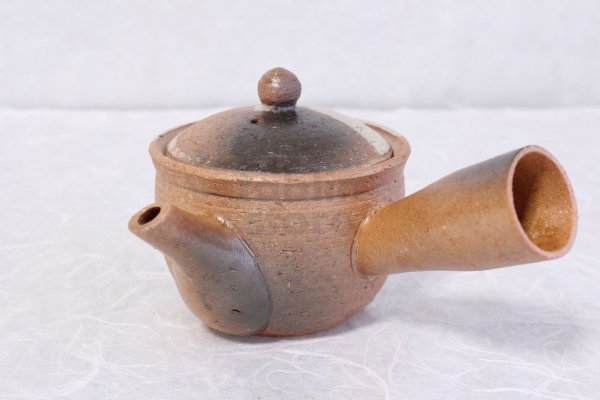 Photo3: Shigaraki Japanese tea pot kyusu midori mame pottery tea strainer 230ml