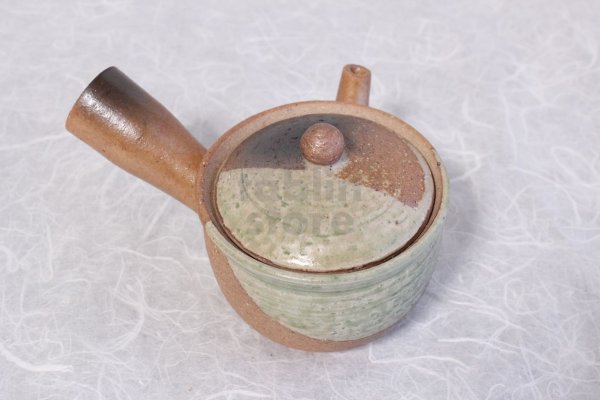 Photo5: Shigaraki Japanese tea pot kyusu midori mame pottery tea strainer 230ml