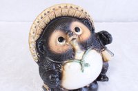 Shigaraki pottery Japanese Tanuki Cute Raccoon Dog dancing H20cm