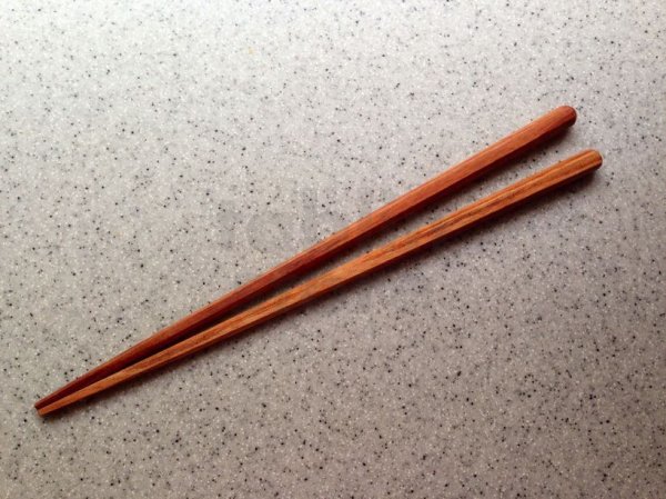 Photo1: Japanese wooden chopsticks hexagonal Zelkova keyaki 23cm set of 2