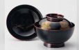 Photo1: Japanese Echizen Urushi lacquer soup bowl wan black chinkin matsu w/ lid D13.8cm (1)