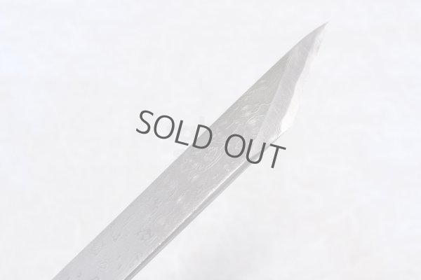 Photo4: Kiridashi kogatana Suminagashi Damascus Takao Japanese woodworking Knife blue-2 56mm