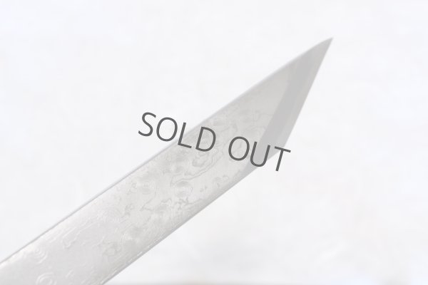 Photo5: Kiridashi kogatana Suminagashi Damascus Takao Japanese woodworking Knife blue-2 56mm