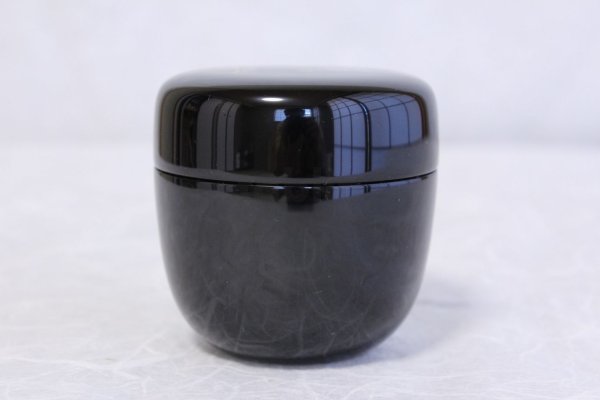 Photo1: Tea Caddy Japanese Shin Natsume Echizen Urushi lacquer Matcha container black plain