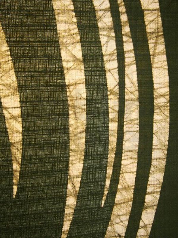 Photo2: Kyoto Noren SB Japanese batik door curtain enso Round olive-green 85 x 120cm