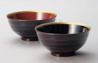 Japanese Echizen Urushi lacquer soup bowl wan kinobi kanname D12cm set of 2