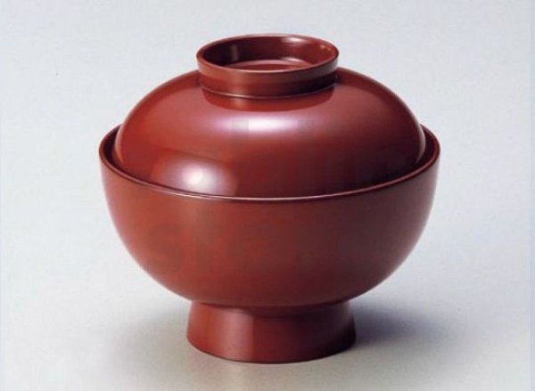 Photo1: Japanese Echizen Urushi lacquer soup bowl wan red zouni w/ lid D13.1cm　