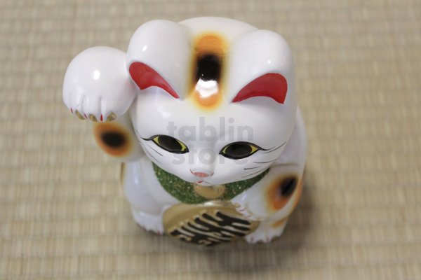 Photo2: Japanese Lucky Cat Tokoname ware YT Porcelain Maneki Neko koban right hand H19cm