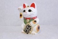 Japanese Lucky Cat Tokoname ware YT Porcelain Maneki Neko koban right hand H19cm