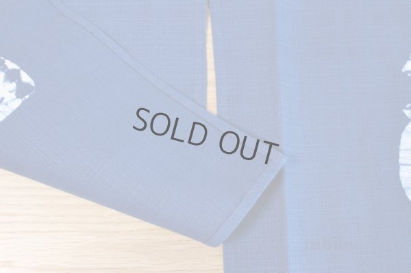 Photo6: Kyoto Noren SB Japanese batik door curtain Manekineko Lucky Cat blue 85cm x 45cm