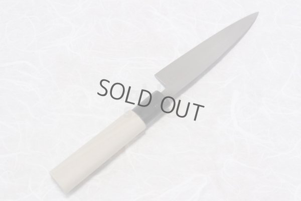 Photo5: Okeya Yasuki white-2 steel Japanese Wa Petty hammered Knife single edged