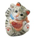 Photo10: Japanese Lucky Cat Kutani Porcelain Maneki Neko yomogi cat hold fish H11.5cm