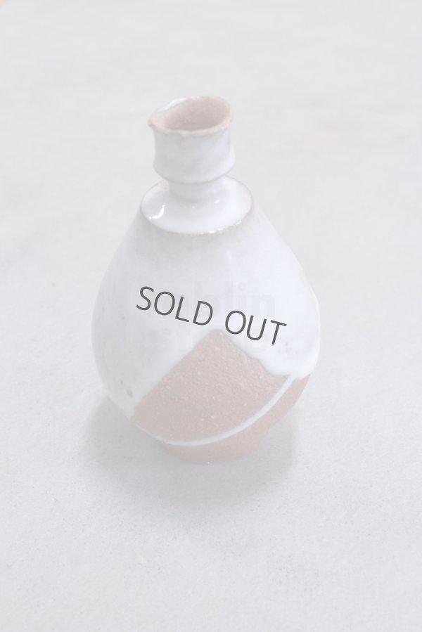 Photo9: Bizen ware pottery Sake bottle tokkuri white glaze Tomoyuki Oiwa 350ml