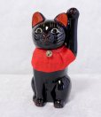 Photo7: Japanese Lucky Cat Tokoname ware YT Porcelain Maneki Neko slim black H25cm