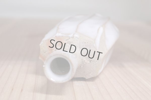 Photo7: Bizen ware pottery Sake bottle tokkuri white glaze mentori Tomoyuki Oiwa 300ml