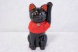 Photo11: Japanese Lucky Cat Tokoname ware YT Porcelain Maneki Neko slim black H25cm