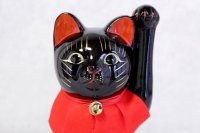 Japanese Lucky Cat Tokoname ware YT Porcelain Maneki Neko slim black H25cm