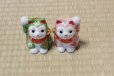 Photo9: Japanese Lucky Cat Kutani Porcelain Maneki Neko ninana green pink H 8cm set of 2 (9)