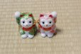 Photo9: Japanese Lucky Cat Kutani Porcelain Maneki Neko ninana green pink H 8cm set of 2