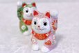 Photo3: Japanese Lucky Cat Kutani Porcelain Maneki Neko ninana green pink H 8cm set of 2 (3)