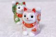 Photo3: Japanese Lucky Cat Kutani Porcelain Maneki Neko ninana green pink H 8cm set of 2