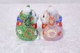 Photo5: Japanese Lucky Cat Kutani Porcelain Maneki Neko ninana green pink H 8cm set of 2