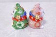 Photo6: Japanese Lucky Cat Kutani Porcelain Maneki Neko ninana green pink H 8cm set of 2